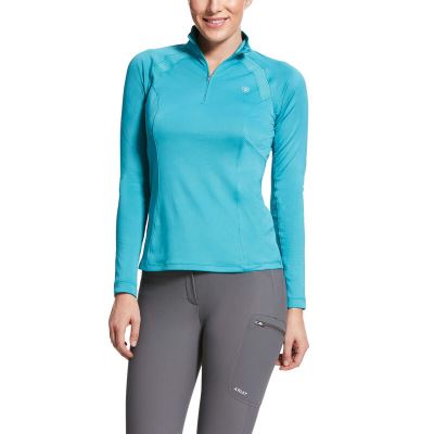 Baselayer Damskie Ariat Sunstopper 2.0 1/4 Zip Baselayer Niebieskie | PL-095367