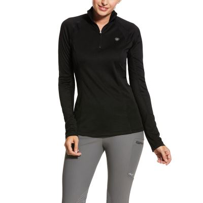 Baselayer Damskie Ariat Sunstopper 2.0 1/4 Zip Baselayer Czarne | PL-230595