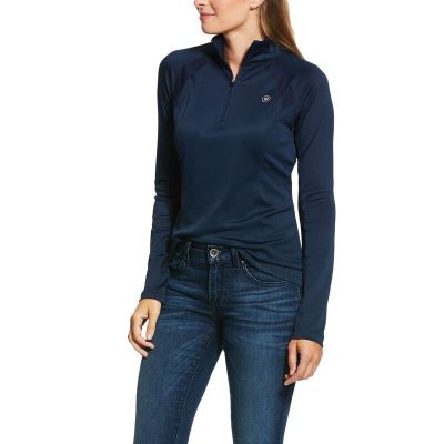 Baselayer Damskie Ariat Sunstopper 2.0 1/4 Zip Baselayer Granatowe | PL-941462