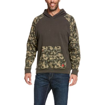 BluzyZKapturem Męskie Ariat FR DuraStretch Patriot Oliwkowe Camo | PL-062855