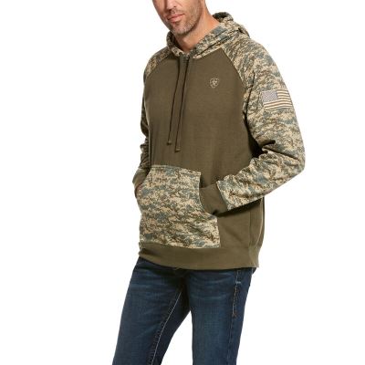 BluzyZKapturem Męskie Ariat Patriot Oliwkowe Camo | PL-448436