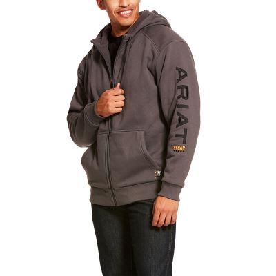 BluzyZKapturem Męskie Ariat Rebar All-Weather Full Zip Szare | PL-002757