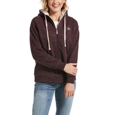 Bluzy Damskie Ariat Fleece Full Zip Bordowe | PL-830960