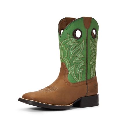 Buty Kowbojki Dziecięce Ariat Catch Em Brązowe Turkusowe | PL-365542