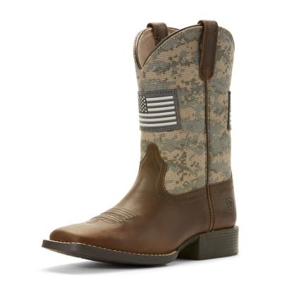 Buty Kowbojki Dziecięce Ariat Patriot Brązowe | PL-542464