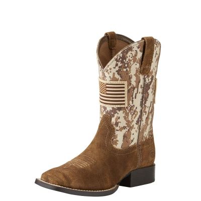 Buty Kowbojki Dziecięce Ariat Patriot Brązowe Camo | PL-859357