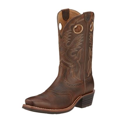 Buty Kowbojki Męskie Ariat Heritage Roughstock Brązowe | PL-021089