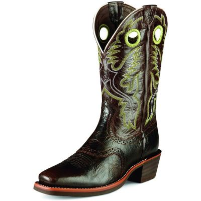 Buty Kowbojki Męskie Ariat Heritage Roughstock Czarne Zielone | PL-443572