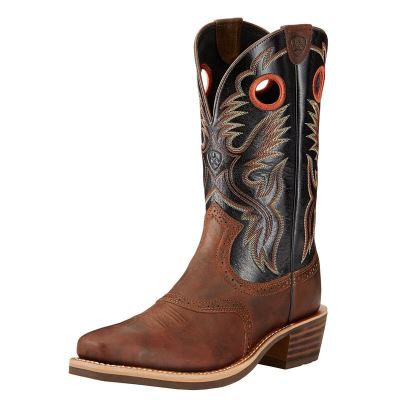 Buty Kowbojki Męskie Ariat Heritage Roughstock Brązowe Czarne | PL-689197