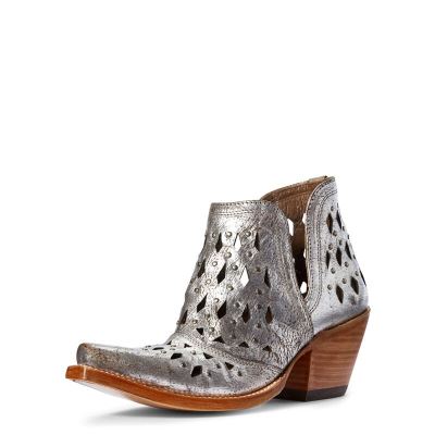 Buty Zachodnie Damskie Ariat Dixon Studded Srebrne Metal | PL-727381