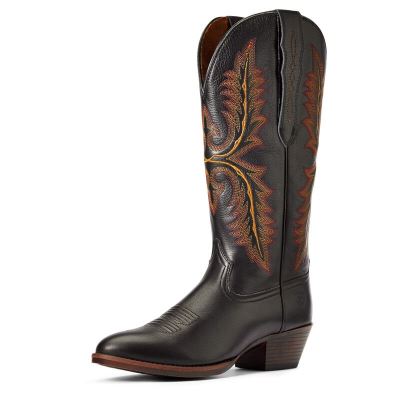 Buty Zachodnie Damskie Ariat Heritage Elastic Calf Czarne | PL-388317