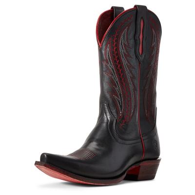 Buty Zachodnie Damskie Ariat Tailgate Czarne Czerwone | PL-416340