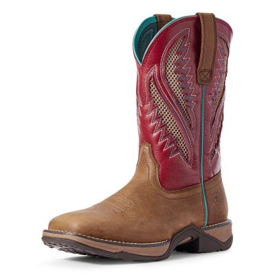 Buty Kowbojki Damskie Ariat Anthem VentTEK Brązowe Czerwone | PL-107851