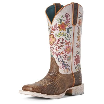 Buty Kowbojki Damskie Ariat Circuit Savanna Brązowe Białe | PL-432749