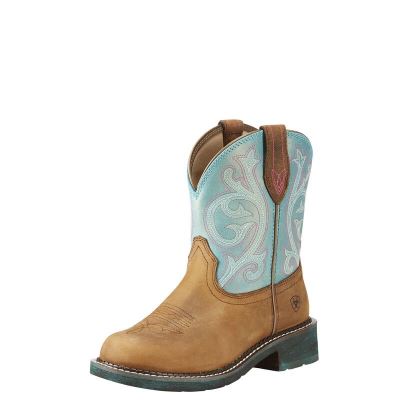 Buty Kowbojki Damskie Ariat Fatbaby Heritage Brązowe Turkusowe | PL-756034