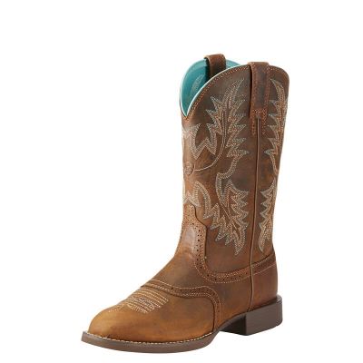 Buty Kowbojki Damskie Ariat Heritage Stockman Brązowe | PL-156185