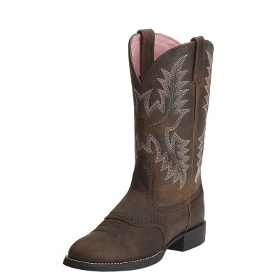 Buty Kowbojki Damskie Ariat Heritage Stockman Ciemny Brązowe | PL-723130