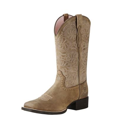 Buty Kowbojki Damskie Ariat Round Up Remuda Brązowe | PL-069014