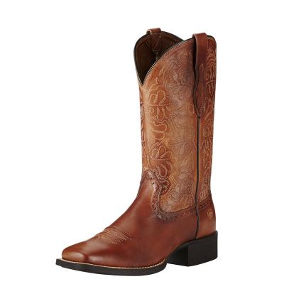 Buty Kowbojki Damskie Ariat Round Up Remuda Beżowe | PL-258692