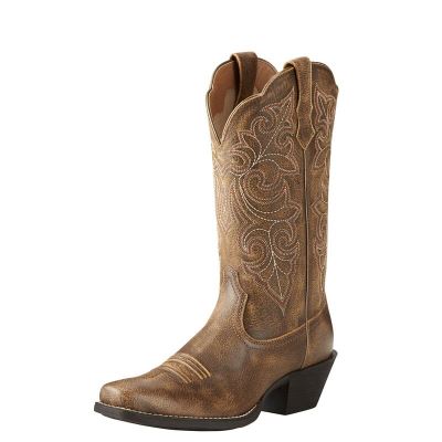 Buty Kowbojki Damskie Ariat Round Up Square Metalowym Brązowe | PL-136137