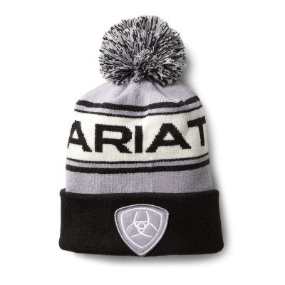 Czapki Beanie Damskie Ariat Team Beanie Szare Czarne | PL-137490