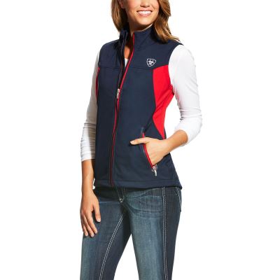 Kamizelki Damskie Ariat New Team Softshell Vest Granatowe | PL-863861