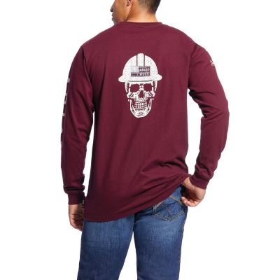 Koszulki Męskie Ariat FR Roughneck Skull Logo Różowe Szare | PL-662140