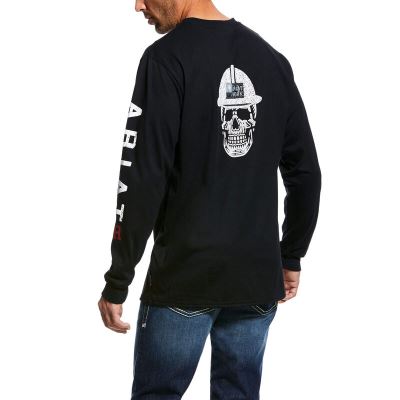 Koszulki Męskie Ariat FR Roughneck Skull Logo Czarne | PL-668945