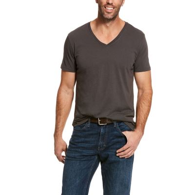 Koszulki Męskie Ariat Krótkie Sleeve V-neck Jasny Szare | PL-801553