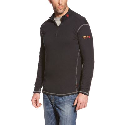 Kurtka Męskie Ariat FR Polartec 1/4 Zip Top Czarne | PL-134058