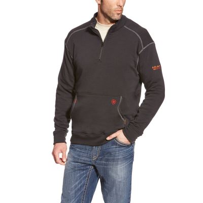 Kurtka Męskie Ariat FR Polartec Fleece 1/4 Zip Top Czarne | PL-899315