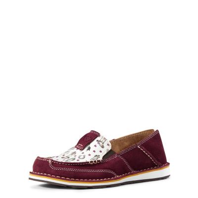 Loafersy Damskie Ariat Cruiser Bordowe Białe | PL-994651