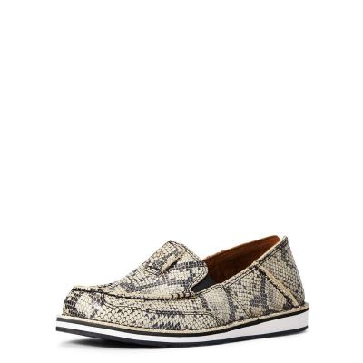 Loafersy Damskie Ariat Cruiser Czarne Białe Wąż | PL-285866