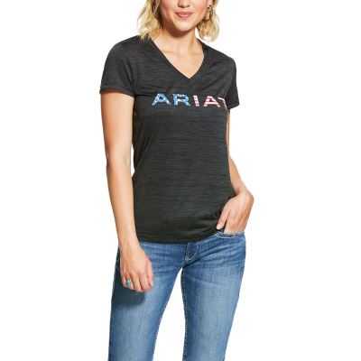 Najfatalniejszy Damskie Ariat Laguna Logo Top Jasny Szare | PL-496436