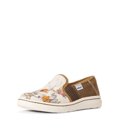 Slip On Damskie Ariat Ryder Kremowe Brązowe | PL-119090