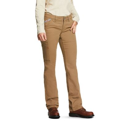 Spodnie Damskie Ariat FR Stretch DuraLight Płócienne Stackable Straight Leg Khaki | PL-785743