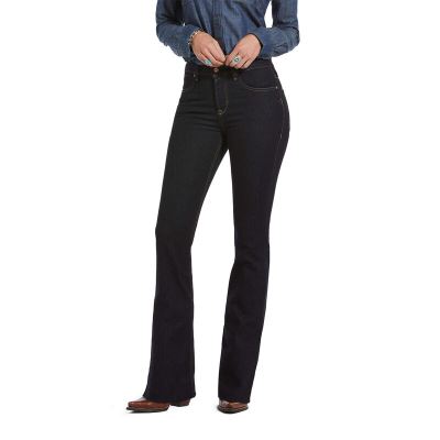 Spodnie Damskie Ariat Premium High Rise Flare Jean Czarne | PL-258929