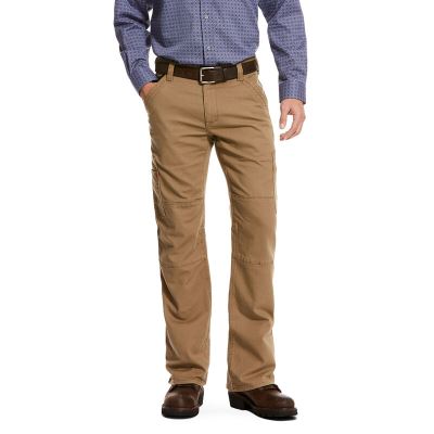 Spodnie Męskie Ariat FR M5 Slim Stretch DuraLight Płócienne Stackable Straight Leg Khaki | PL-912624