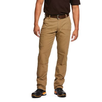 Spodnie Męskie Ariat Rebar M4 Low Rise DuraStretch Made Tough Double Front Stackable Straight Leg Khaki | PL-309167