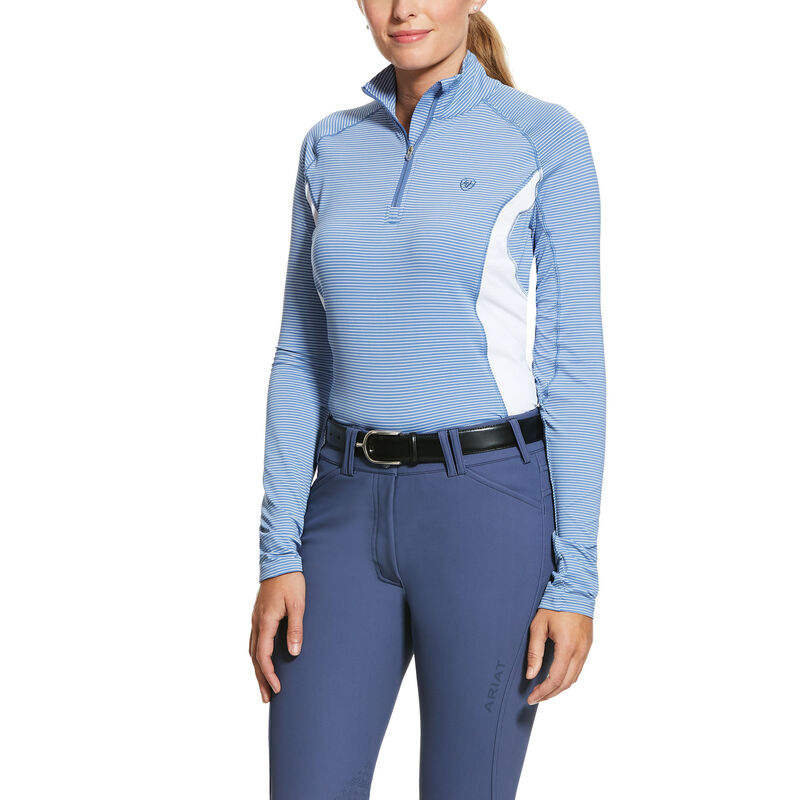 Baselayer Damskie Ariat Tri Factor 1/4 Zip Baselayer Niebieskie Paski | PL-878189