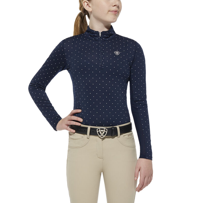 Baselayer Dziecięce Ariat Sunstopper 1/4 Zip Baselayer Granatowe | PL-847542