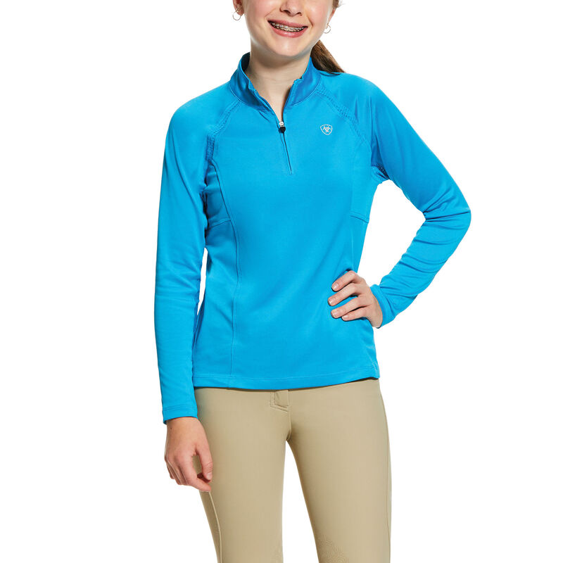 Baselayer Dziecięce Ariat Sunstopper 2.0 1/4 Zip Baselayer Niebieskie | PL-214218