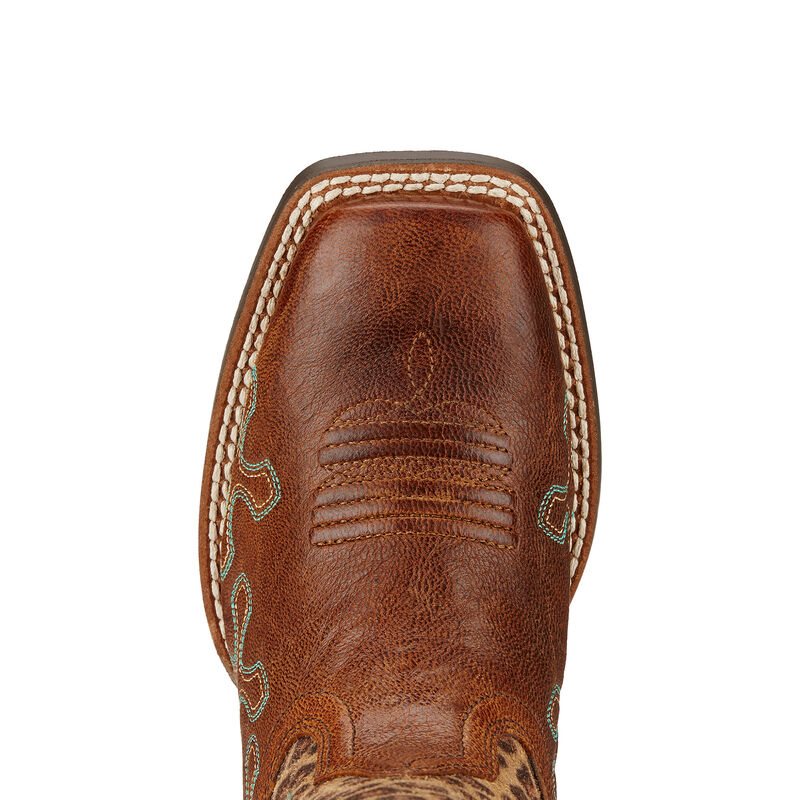 Buty Kowbojki Dziecięce Ariat Crossroads Brązowe Panterka | PL-389566