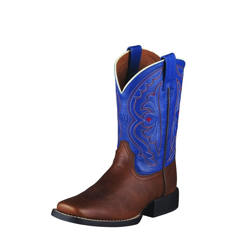 Buty Kowbojki Dziecięce Ariat Quickdraw Brązowe Ciemny Niebieskie | PL-560589