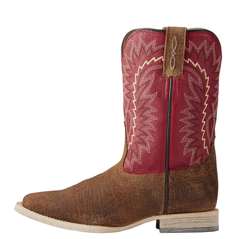 Buty Kowbojki Dziecięce Ariat Relentless Elite Brązowe Czerwone | PL-879479