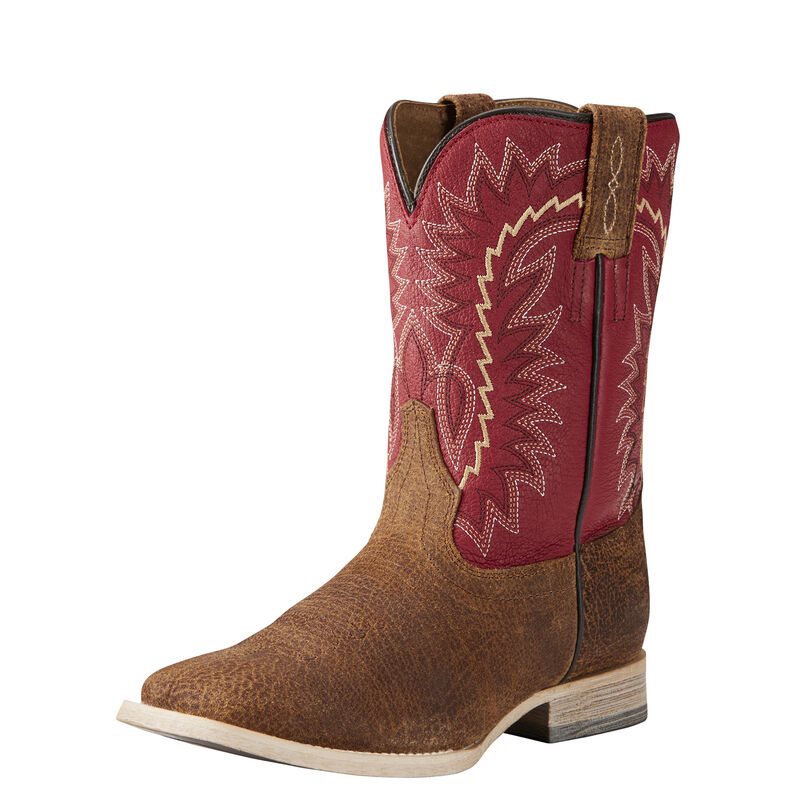 Buty Kowbojki Dziecięce Ariat Relentless Elite Brązowe Czerwone | PL-879479