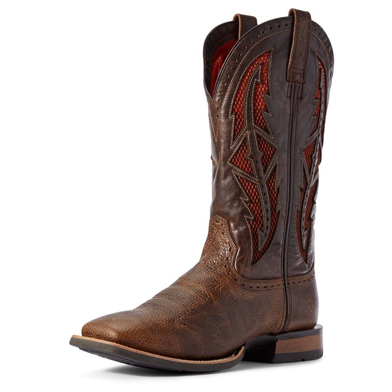 Buty Kowbojki Męskie Ariat Cowhand VentTEK Brązowe Czerwone | PL-373037