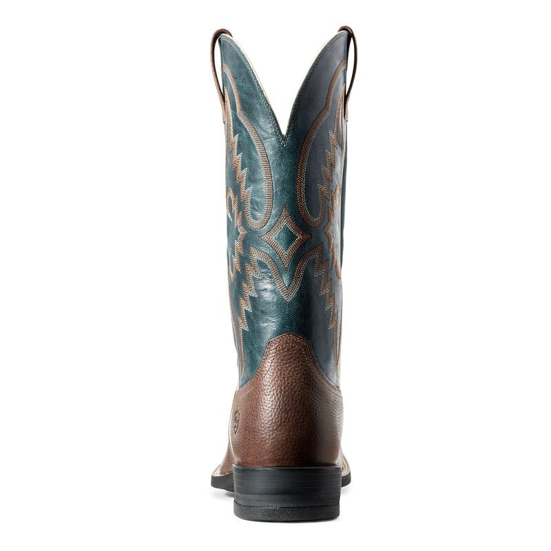 Buty Kowbojki Męskie Ariat Round Pen Brązowe Turkusowe | PL-393657