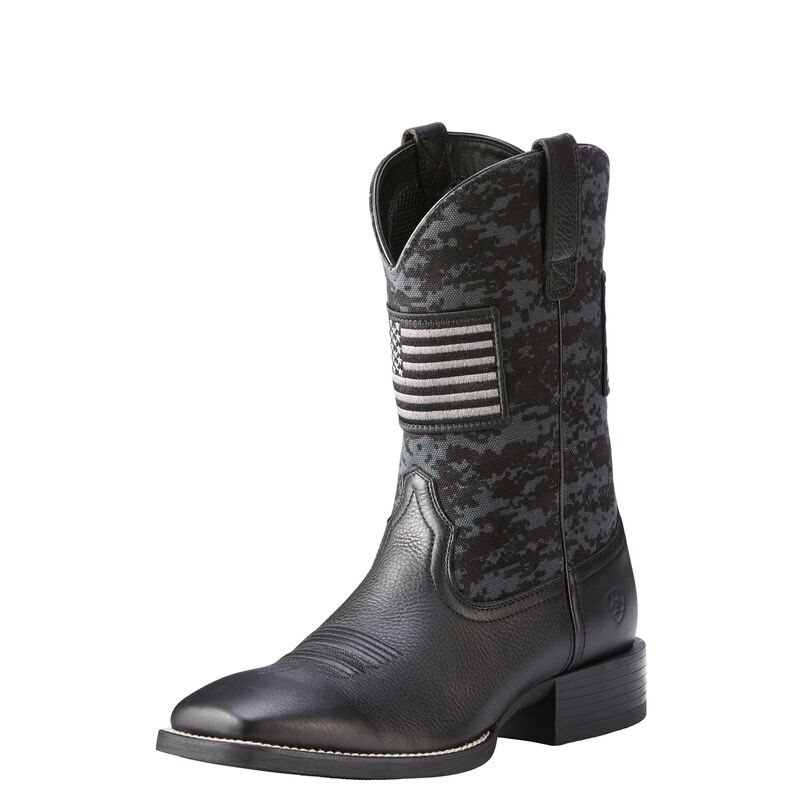 Buty Kowbojki Męskie Ariat Sportowe Patriot Czarne | PL-435528