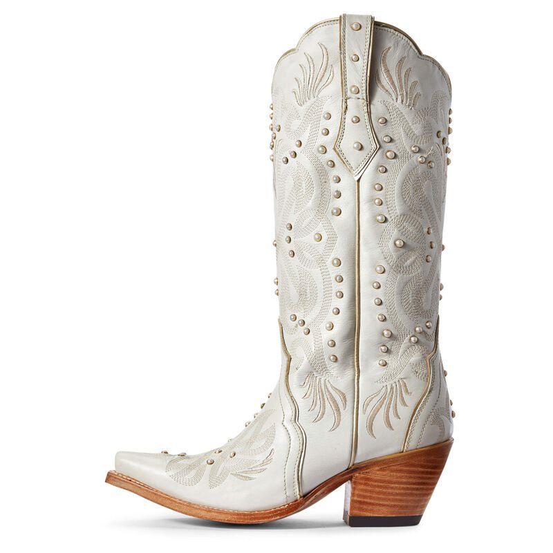 Buty Zachodnie Damskie Ariat Pearl Białe | PL-852655